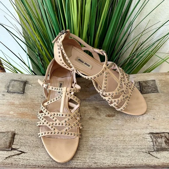 Miu Miu Studded Sandals - Picture 2 of 10